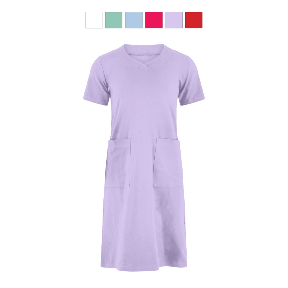 Zdravotnické šaty z bavlněného úpletu se srdcovým výstřihem