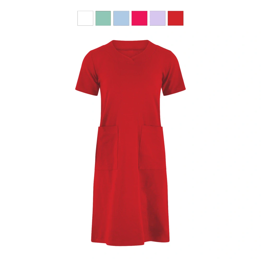 Zdravotnické šaty z bavlněného úpletu se srdcovým výstřihem